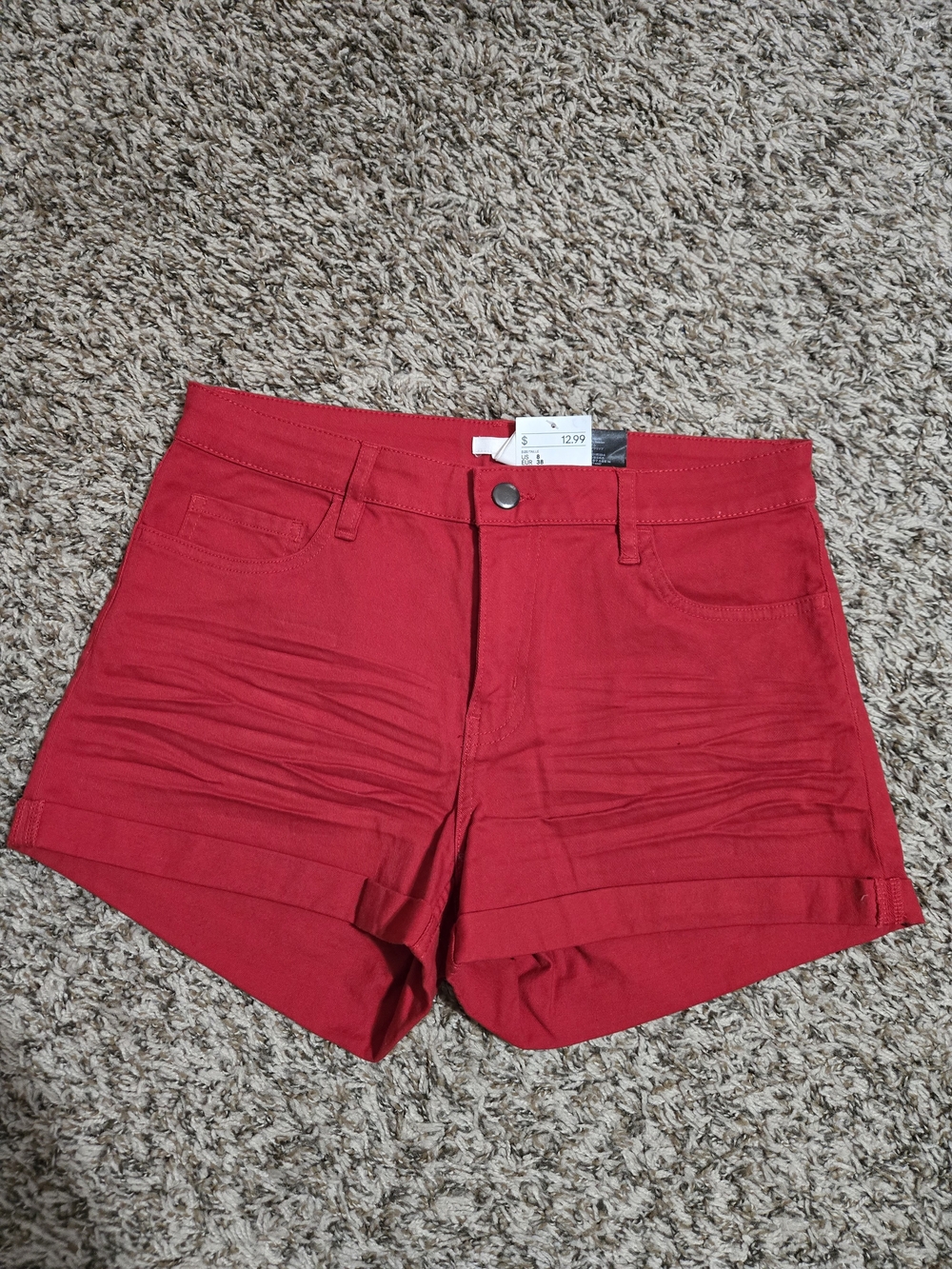 H&M Red High-Waist Women's Casual Shorts